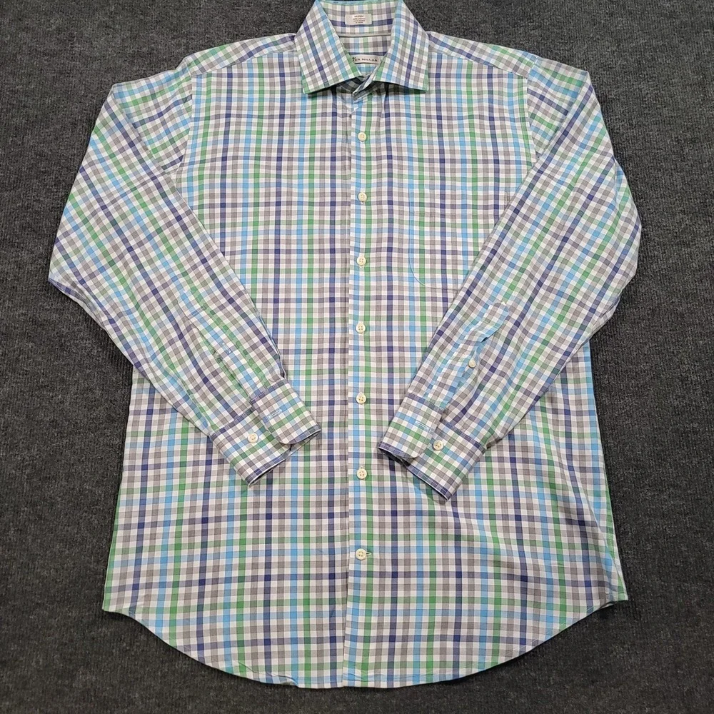 Peter Millar Men Button Down Shirt Medium Gingham Check Multicolor‎ Cotton